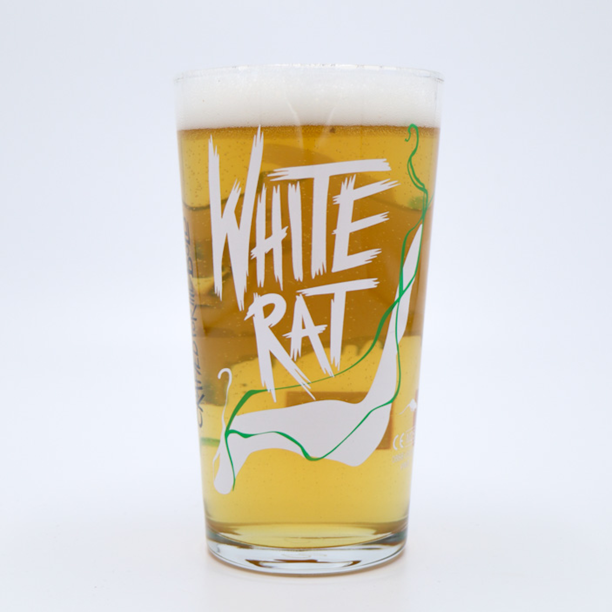 WHITE RAT PINT GLASS
