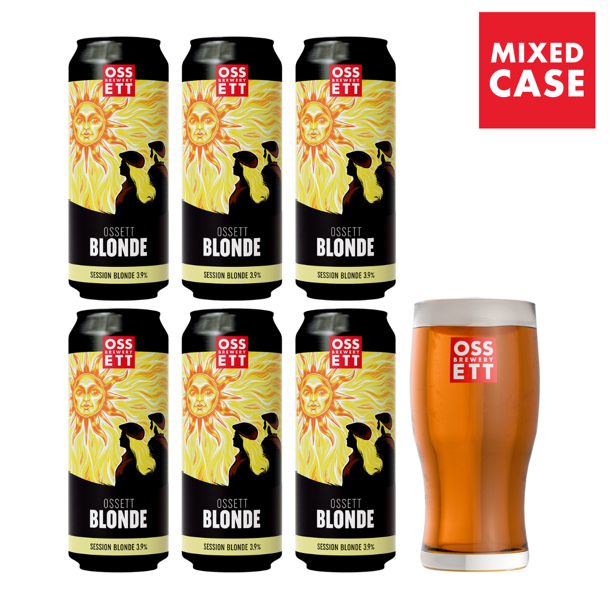 OSSETT BLONDE GIFT PACK (6x500ml & Glass)
