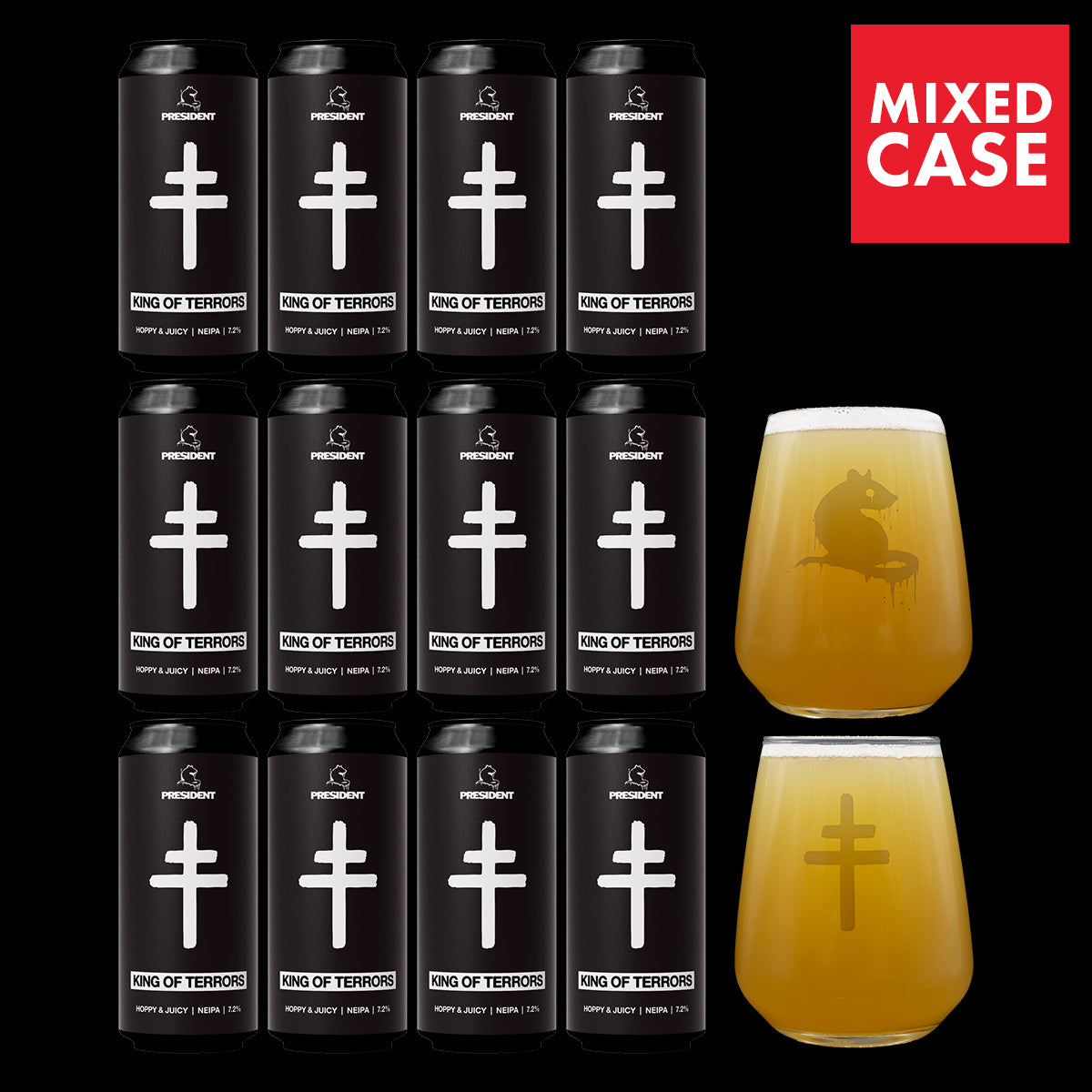 KING OF TERRORS BUNDLE (12x440ml & 2x Glasses)