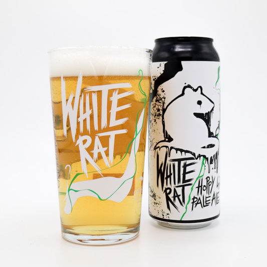 WHITE RAT PINT GLASS